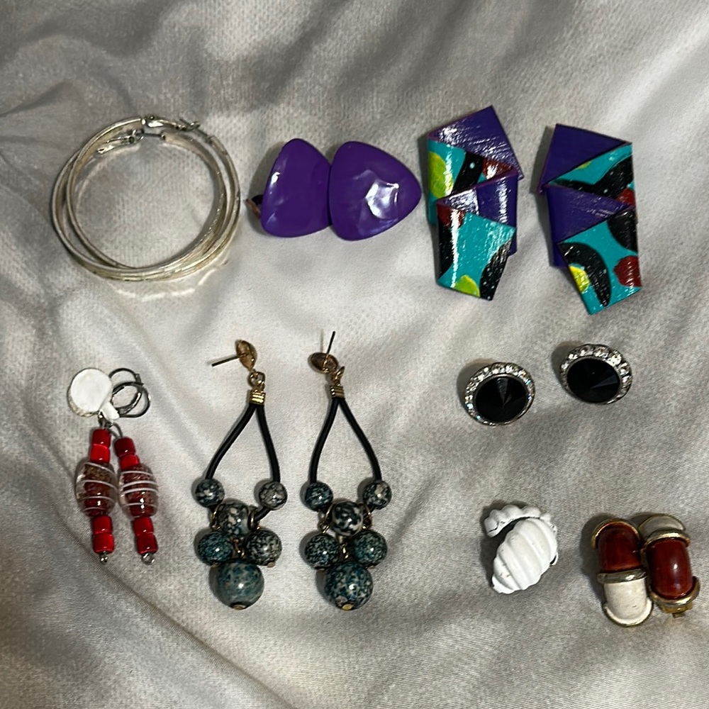 Earring bundle. 8 in all. 5 pierced and 3 non pierced. Mixed materials.